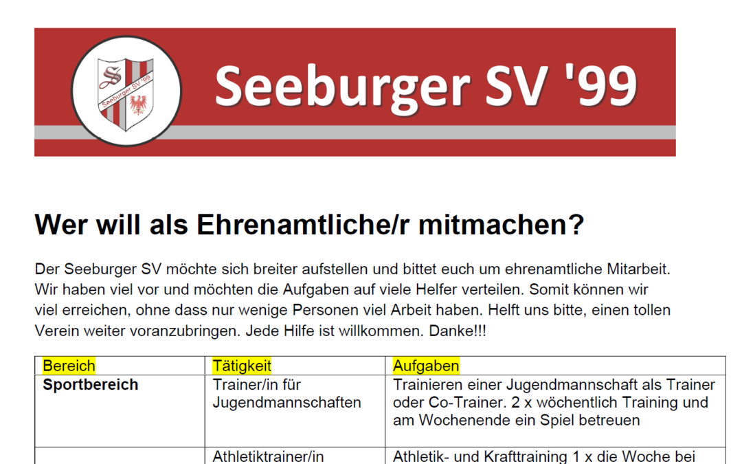 Wer will als Ehrenamtliche/r mitmachen?
