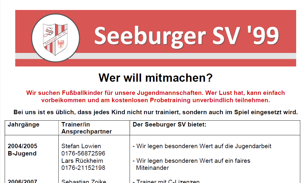 Herzlich willkommen beim Seeburger SV